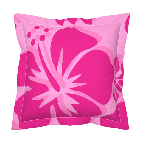 Raspberry Pinks Large Scale Hibiscus Flower Euro Pillow Sham – Extremely Stoked® Eco Beach Luxe Collection