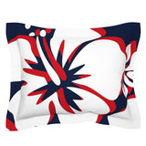Navy Blue, White and Red Hawaiian Flowers Pillow Sham – Extremely Stoked® Eco Beach Luxe Collection