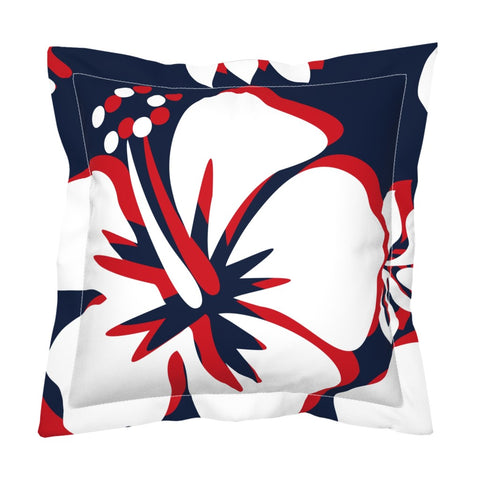 Navy Blue, Red and White Large Scale Hibiscus Flower Euro Pillow Sham – Extremely Stoked® Eco Beach Luxe Collection