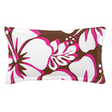 Brown, White and Hot Pink Hawaiian Flowers Pillow Sham – Extremely Stoked® Eco Beach Luxe Collection