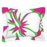 Hot Pink, White and Lime Hawaiian Flowers Pillow Sham – Extremely Stoked® Eco Beach Luxe Collection
