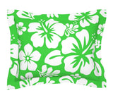 White on Lime Green Hawaiian Hibiscus Flowers Pillow Sham - Extremely Stoked
