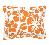 White and Orange Hawaiian Hibiscus Flowers Pillow Sham - Extremely Stoked