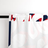 Navy Blue, Red and White Hawaiian Flowers Window Curtains - Extremely Stoked® Eco Beach Luxe Collection - Large Scale