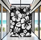 Black and White Hawaiian Flowers Minky Throw Blanket