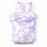 Lavender & White Hawaiian Flowers Duvet Cover – Large Scale – Extremely Stoked® Eco Luxe Beach Bedding