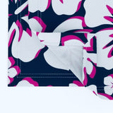 White with Hot Pink Hawaiian Flowers on Navy Blue Placemats - Extremely Stoked