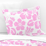 Soft Pink Hawaiian Hibiscus Flowers on White Duvet Cover -Medium Scale - Extremely Stoked