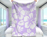 Lavender and White Hawaiian Flowers Minky Throw Blanket - Extremely Stoked