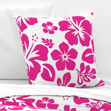 Hot Pink and White Hawaiian Hibiscus Flowers Euro Pillow Sham - Extremely Stoked