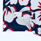 White with Red Hawaiian Flowers on Navy Blue Placemats - Extremely Stoked
