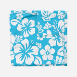 White Hawaiian Hibiscus Flowers on Aqua Blue Duvet Cover - Medium Scale - Extremely Stoked