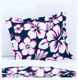 Navy Blue, Hot Pink and White Hibiscus Flowers Pillow Sham - Extremely Stoked