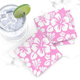 Pink and White Hawaiian Flowers Cocktail Napkins - Extremely Stoked® Beach Luxe Collection