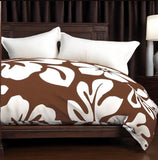 Chocolate Brown and White Hibiscus and Hawaiian Flowers Duvet Cover -Large Scale - Extremely Stoked