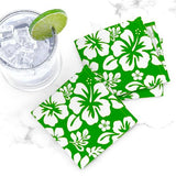 Fresh Green and White Hawaiian Flowers Cocktail Napkins - Extremely Stoked