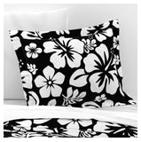 White Hawaiian Hibiscus Flowers on Black Pillow Sham - Extremely Stoked