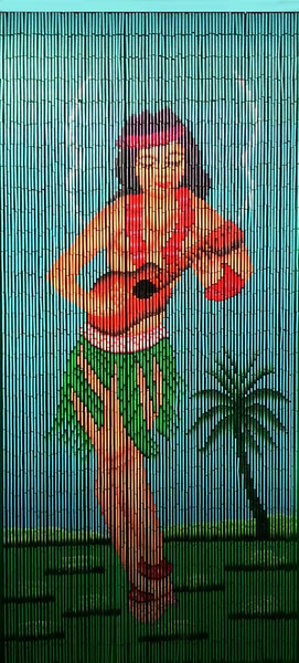 Hawaiian Hula Girl Playing Ukulele Bamboo Door Curtain