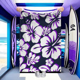 Navy Blue, Purple and White Hawaiian Flowers Minky Throw Blanket - Extremely Stoked