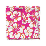 Surfer Girl Pink, Juicy Orange and White Hibiscus and Hawaiian Flowers Duvet Cover -Medium Scale - Extremely Stoked