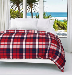 Preppy Surfer Red, White and Navy Blue Plaid Duvet Cover