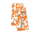 Orange and White Hawaiian Flowers Dinner Napkins - Extremely Stoked