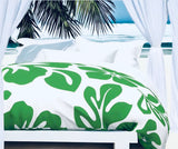 Fresh Green Hawaiian and Hibiscus Flowers on White Duvet Cover -Large Scale - Extremely Stoked