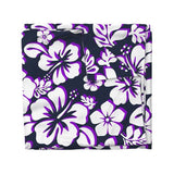 Navy Blue, White and Purple Hibiscus and Hawaiian Flowers Duvet Cover -Medium Scale - Extremely Stoked