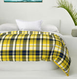 Preppy Surfer Navy Blue and Yellow Plaid Duvet Cover