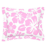 Pink Hawaiian Hibiscus Flowers on White Pillow Sham - Extremely Stoked