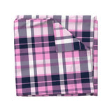 Preppy Surfer Navy Blue and Pink Plaid Duvet Cover