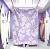 Lavender and White Hawaiian Flowers Minky Throw Blanket - Extremely Stoked