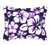 Navy Blue, Purple and White Hawaiian Hibiscus Flowers Pillow Sham - Extremely Stoked