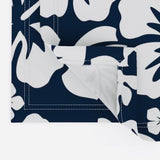 White Hawaiian Flowers on Navy Blue Placemats - Extremely Stoked