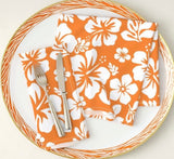 Orange and White Hawaiian Flowers Dinner Napkins - Extremely Stoked