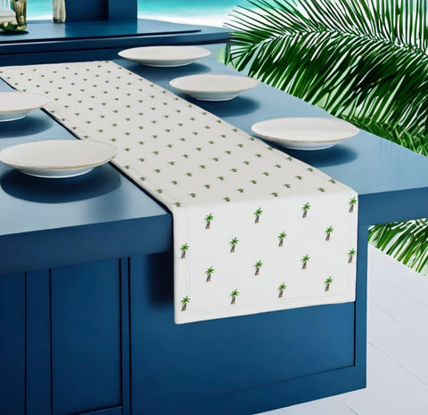 Palm Trees with Blue Surfboards Table Runner - Extremely Stoked