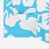 White Hawaiian Flowers on Aqua Blue Placemats - Extremely Stoked