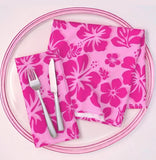 Hot and Soft Pinks Hawaiian Flowers Dinner Napkins - Extremely Stoked