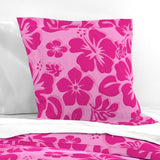 Three Pinks Hawaiian Hibiscus Flowers Euro Pillow Sham - Extremely Stoked