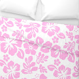 Soft Pink Hawaiian Hibiscus Flowers on White Duvet Cover -Medium Scale - Extremely Stoked