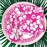 Hot Pink and White Hawaiian Flowers Dinner Napkins - Extremely Stoked