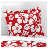 Red and White Hawaiian Hibiscus Flowers Pillow Sham - Extremely Stoked