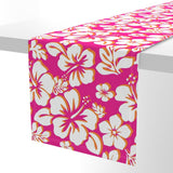 White and Orange Hawaiian Flowers on Hot Pink Table Runner - Extremely Stoked