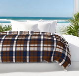 Preppy Surfer Navy Blue and Brown Plaid Duvet Cover