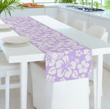 Lavender and White Hawaiian Flowers Table Runner