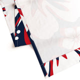 Navy Blue, Red and White Hawaiian Flowers Window Curtains - Extremely Stoked® Eco Beach Luxe Collection - Large Scale