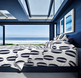 Navy Blue and Grey Classic Surfboards Sheet Set from Surfer Bedding™️ Large Scale - Extremely Stoked