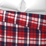 Preppy Surfer Red, White and Navy Blue Plaid Duvet Cover