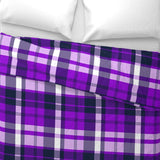 Preppy Surfer Navy Blue and Purple Plaid Duvet Cover