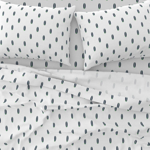Navy Blue and Lime Green Mini Size Classic Surfboards Sheet Set from Surfer Bedding™️ - Extremely Stoked